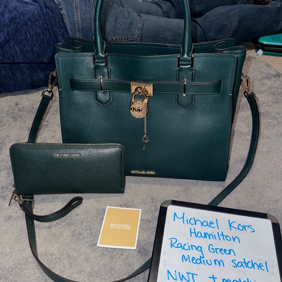 NWT Michael Kors Hamilton Medium Satchel with matching wallet. - Picture 1 of 8